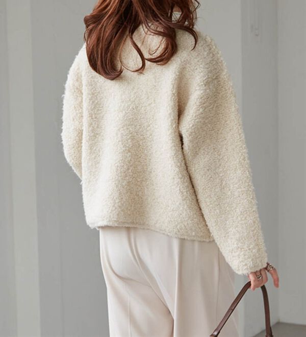 RANAN（ラナン）の「ゴールド調ボタンループ編みニットジャケット（ニットカーディガン）」｜詳細画像