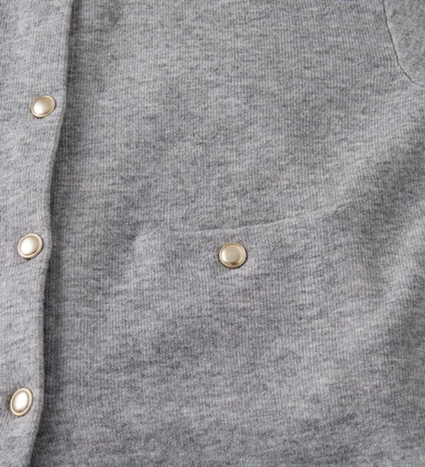 RANAN（ラナン）の「裏配色ゴールド調ボタンニットコーディガン（ニットカーディガン）」｜詳細画像