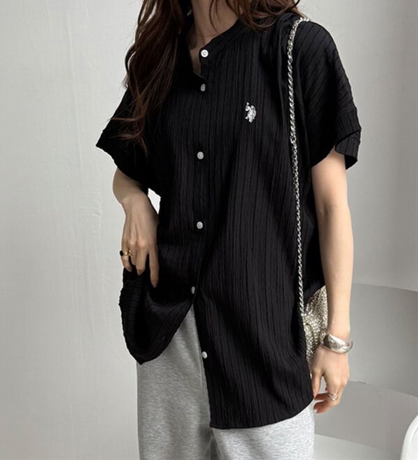 GeeRA（ジーラ）の「【ＵＳ．ＰＯＬＯ．ＡＳＳＮ】ポコポコ素材フレンチスリーブシャツ（シャツ）」｜詳細画像