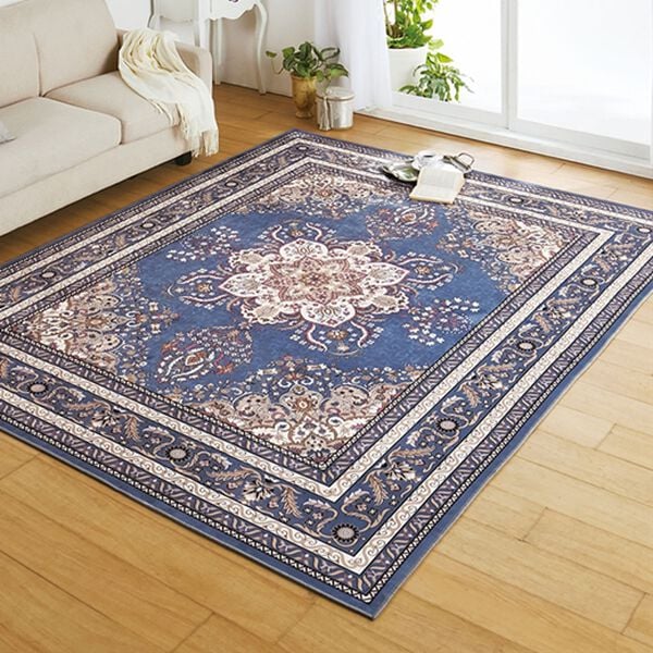 「【４／３０まで早割】厚みが選べる高級柄プリントはっ水カーペット（カーペット）」｜ブルーグレー