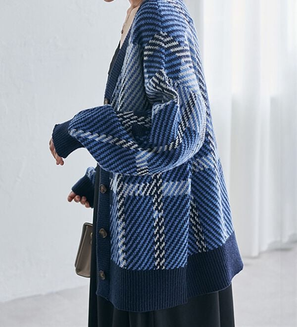 RANAN（ラナン）の「ビッグタータンオーバーカーデ（ニットカーディガン）」｜詳細画像