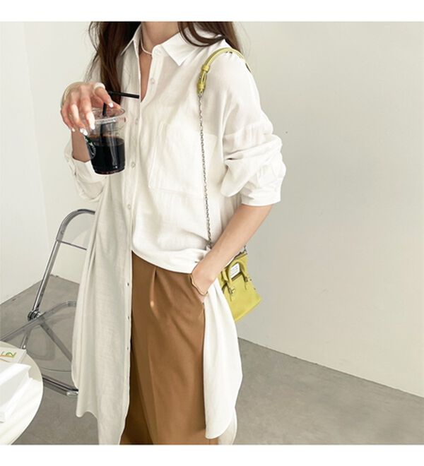 GeeRA（ジーラ）の「スリット入りロングシャツワンピース（シャツワンピース）」｜詳細画像