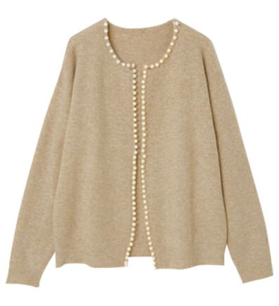 RANAN（ラナン）の「パール調ビジュー使いカーディガン（ニットカーディガン）」
