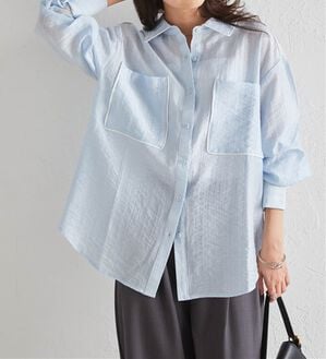 RANAN（ラナン）の「配色パイピングシアーシャツ（シャツ）」｜ブルー系