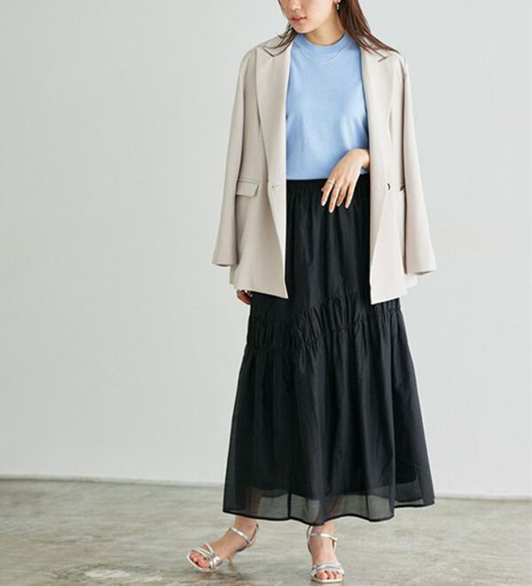 Pierrot（ピエロ）の「【洗濯機で洗える】【ＵＶカット】シルクタッチ半袖ニット（ニット・セーター）」｜詳細画像