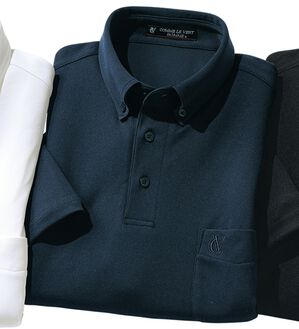 「＜コムルヴァン・オム＞大人のすっきり冷感ポロシャツ（メンズポロシャツ）」｜ネイビー(ポロシャツ)