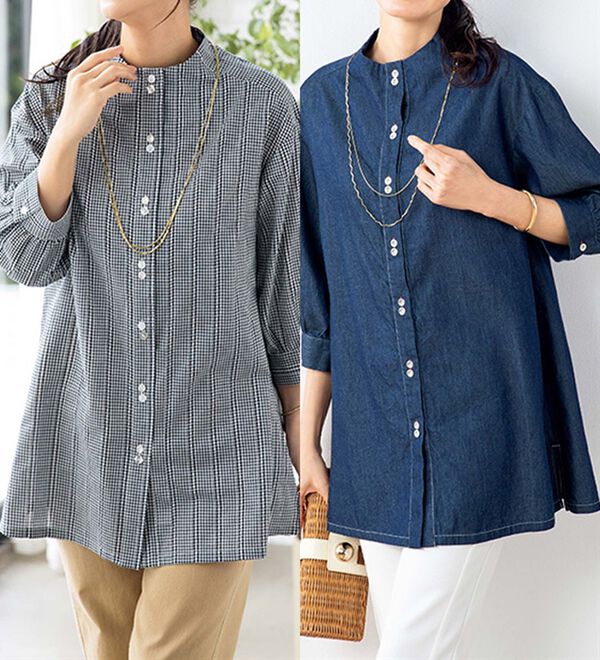 ルフラン（ルフラン）の「【２色組】ボトルネック夏素材ブラウス（ブラウス）」｜詳細画像