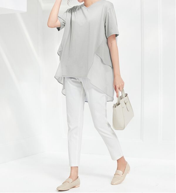 alotta（アロッタ）の「【接触冷感】バックシフォン切替チュニック（チュニック）」｜詳細画像