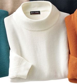 「カシミヤタッチやわらかハイネックセーター（メンズニット・セーター）」｜オフホワイト