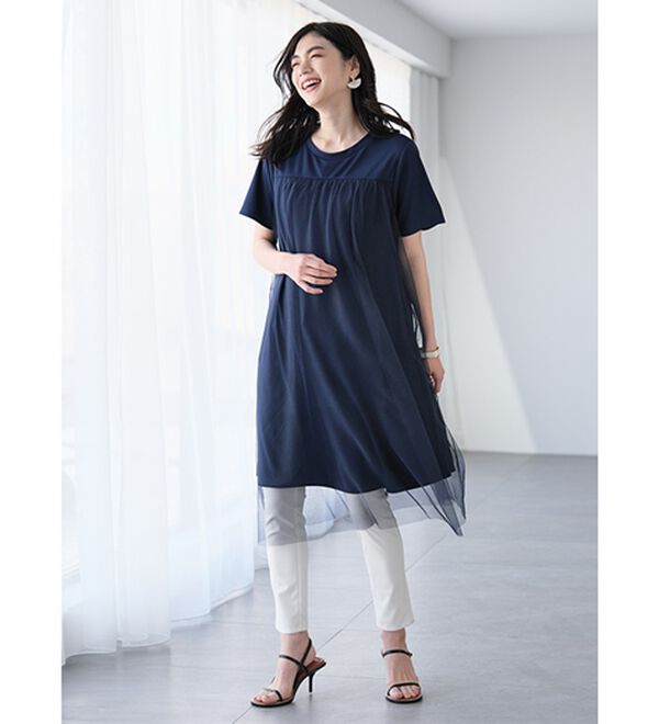 ひんやり！チュールレイヤードチュニックワンピース - ベルーナ【公式】