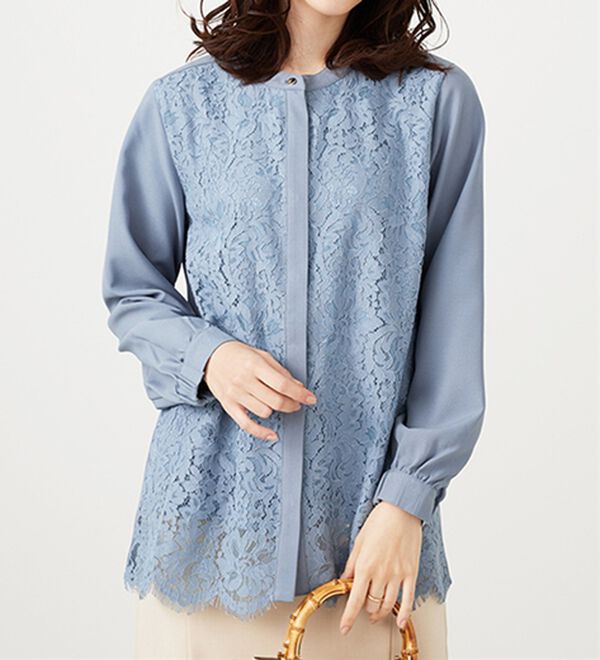 BELLUNA（ベルーナ）の「上品スカラップレース使いシャツチュニック（チュニック）」｜詳細画像