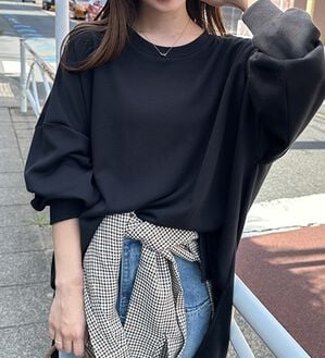 RANAN（ラナン）の「オーバーサイズスウェットＴ（カットソー）」｜ブラック