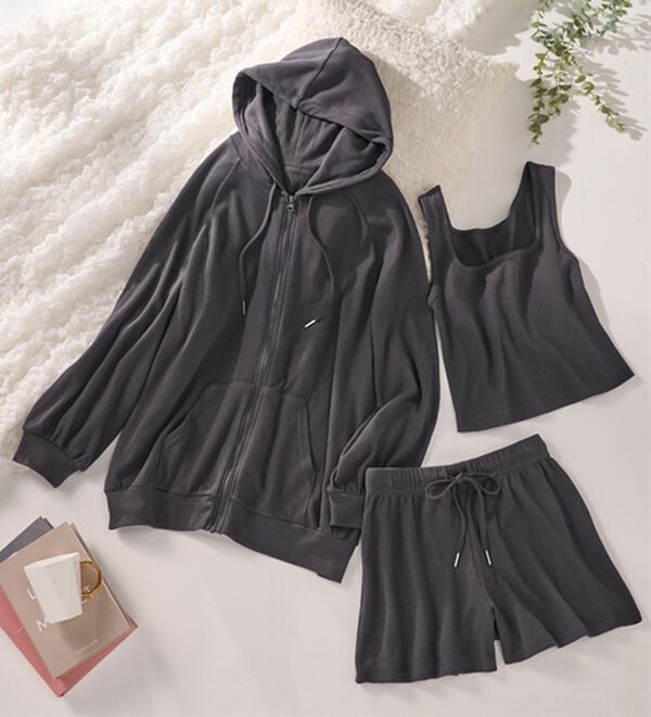 YU'NOW（ユナウ）の「ワッフルルームウェア３点セット（パジャマ・ルームウェア）」｜詳細画像