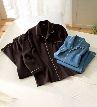 「＜ＧＯＯＤ　ＳＬＥＥＰ（Ｒ）＞綿１００％快眠設計ワッフルパジャマ（メンズルームウェア）」