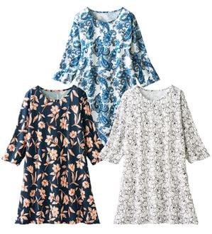 「【３色組】気分華やぐプリントチュニック（チュニック）」｜3色組