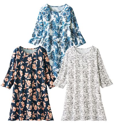 「【３色組】気分華やぐプリントチュニック（チュニック）」