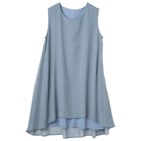 RANAN（ラナン）の「ひんやり！ノースリーブ異素材使いフレアーチュニック（チュニック）」｜詳細画像