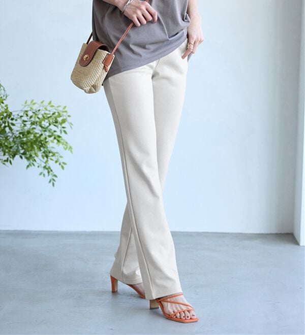 BELLUNA（ベルーナ）の「【選べる股下】ジャストフィットらくらくパンツ（フルレングスパンツ）」｜オフベージュ