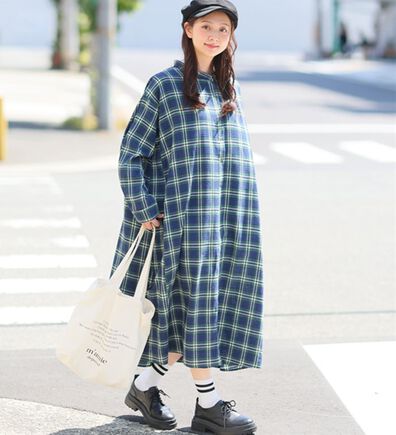 A HAPPY MARILYN（アハッピーマリリン）の「【大きいサイズ】【ＬＬ～８Ｌ】フランネル細魅せチェックシャツワンピース（シャツワンピース）」