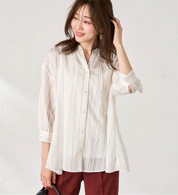 BELLUNA（ベルーナ）の「ドビー素材タック入りシャツチュニック（チュニック）」｜詳細画像