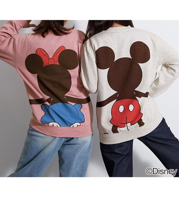 BELLUNA（ベルーナ）の「＜Ｄｉｓｎｅｙ＞【ミッキー＆ミニー】抱き着きプリント裏起毛トレーナー（カットソー）」｜詳細画像