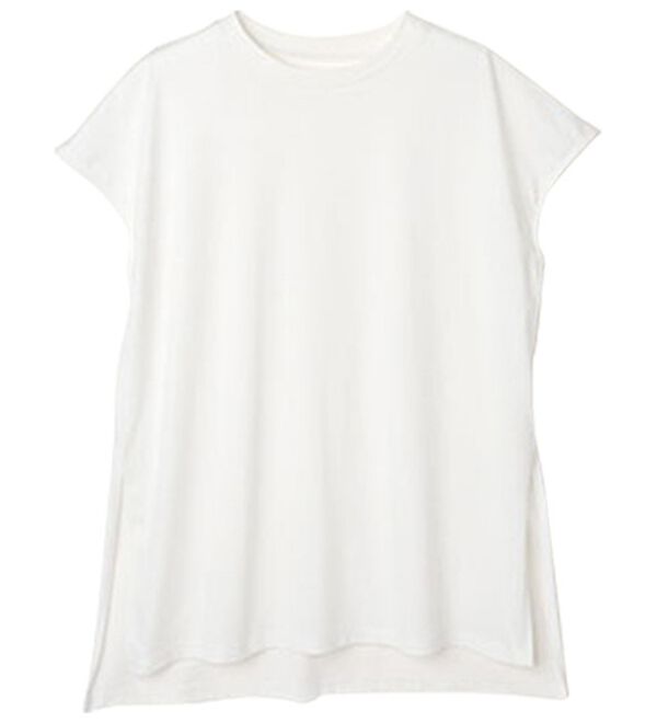 RANAN（ラナン）の「＜BC＞綿100％ひんやりサイドスリットフレンチスリーブチュニック（チュニック）」｜オフホワイト