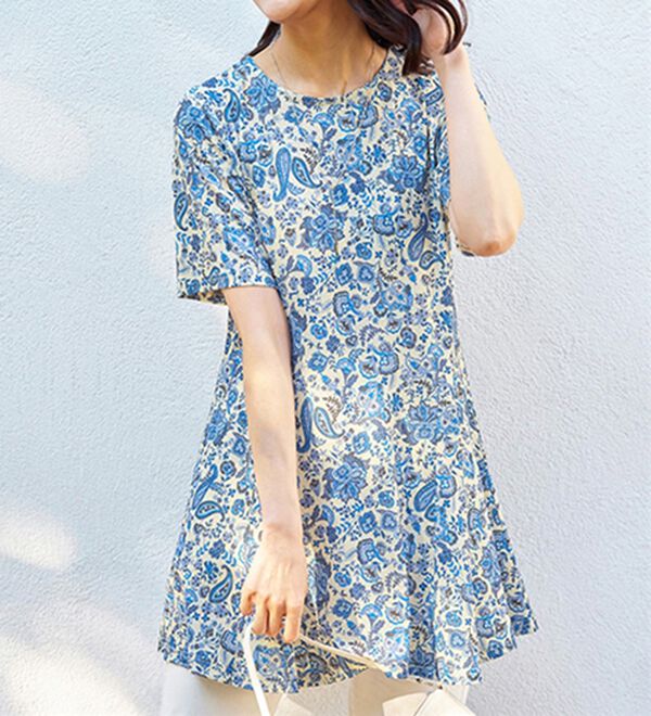 BELLUNA（ベルーナ）の「【接触冷感】フレアーシルエットプリントチュニック（チュニック）」｜詳細画像