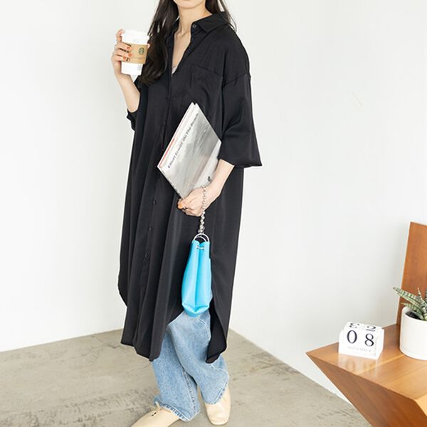 GeeRA（ジーラ）の「スリット入りロングシャツワンピース（シャツワンピース）」｜詳細画像