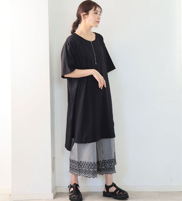 A HAPPY MARILYN（アハッピーマリリン）の「【Ｌ～１０Ｌ】選べる２丈！綿１００％ストンと楽ちん！着心地さらりゆるＴワンピース＆チュニック（チュニック）」｜詳細画像