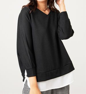 BELLUNA（ベルーナ）の「ラメ調レイヤード風プルオーバー（カットソー）」｜黒