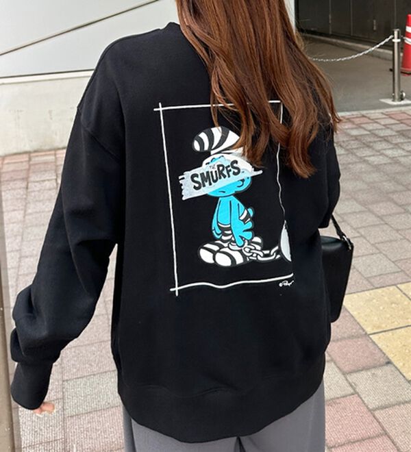 GeeRA（ジーラ）の「【スマーフ】コラボプリントスウェット（メンズカットソー）」｜詳細画像