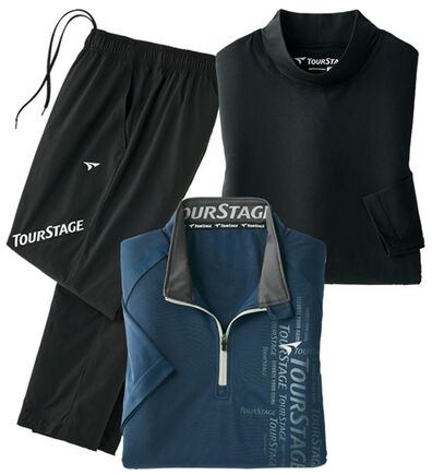 「【３点セット】＜ツアーステージ＞即完成！ブランド３点セット（メンズゴルフウェア）」