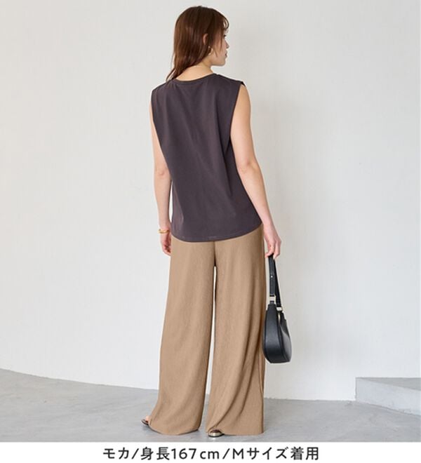 Viola e Viola（ヴィオラ エ ヴィオラ）の「【５つの機能付】丈切れる！楽ちんジャカードパンツ（ワイドパンツ・ガウチョ）」｜詳細画像