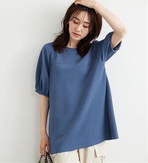 BELLUNA（ベルーナ）の「ポコポコ素材ふんわり袖チュニック（チュニック）」｜ブルー