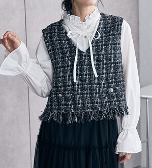 RANAN（ラナン）の「ツイードショートベスト（ベスト）」｜ブラック系