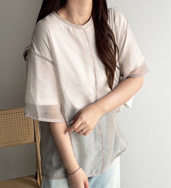 GeeRA（ジーラ）の「オーガンジーレイヤードＴシャツ（カットソー）」｜詳細画像