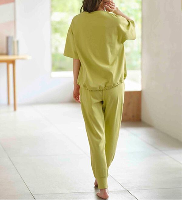 YU'NOW（ユナウ）の「【２点セット】コットン１００％ウエストドローストリングプルオーバー上下セット（パジャマ・ルームウェア）」｜詳細画像