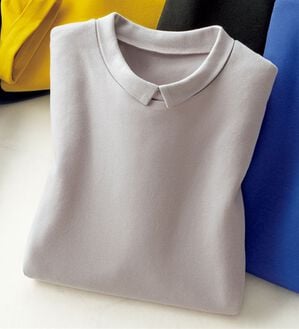 ルフラン（ルフラン）の「抗菌防臭衿つきコットン１００％プルオーバー（カットソー）」｜パールグレー