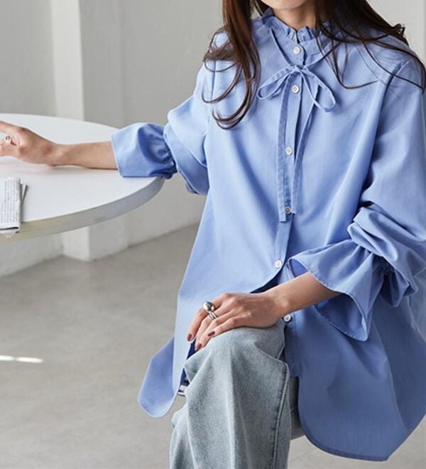 RANAN（ラナン）の「プチフリルリボン付きブラウス（ブラウス）」｜詳細画像