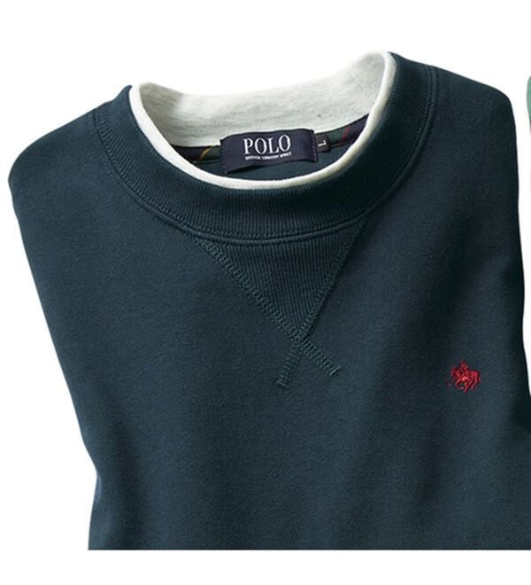 「＜ポロ・ビーシーエス＞裏毛レイヤードトレーナー（メンズトレーナー）」｜ネイビー