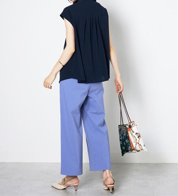 BELLUNA（ベルーナ）の「麻入りストレッチタックワイドパンツ（ワイドパンツ・ガウチョ）」｜詳細画像