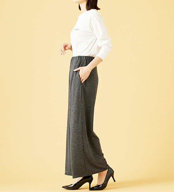 BELLUNA（ベルーナ）の「ウエスト楽々！キレイ見えワイドパンツ（ワイドパンツ・ガウチョ）」｜詳細画像