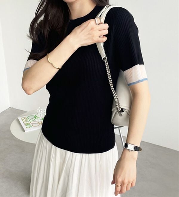 GeeRA（ジーラ）の「『ドラマ着用商品』 袖口シアーリブニット（ニット・セーター）」｜詳細画像