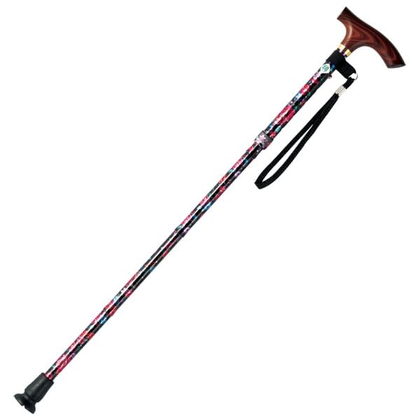 「アルミ製コンパクトステッキ（シニア・生活サポート）」｜黒花柄