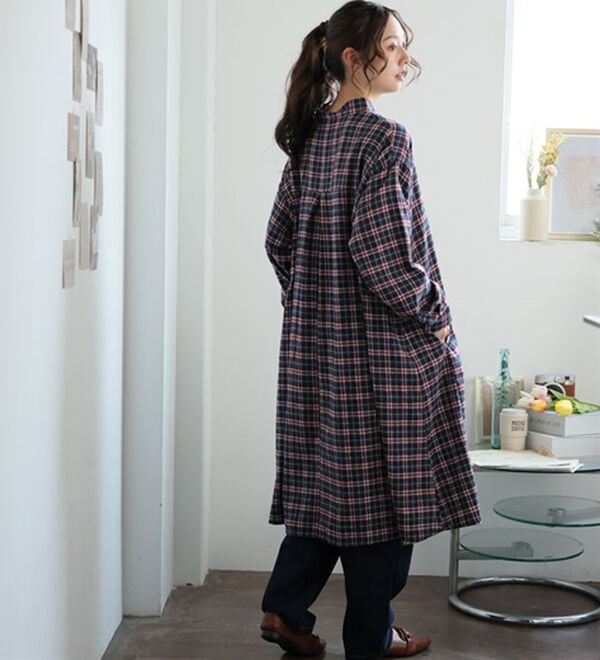 A HAPPY MARILYN（アハッピーマリリン）の「【ＬＬ～８Ｌ】フランネル チェック 細魅せ シャツワンピース（シャツワンピース）」｜詳細画像