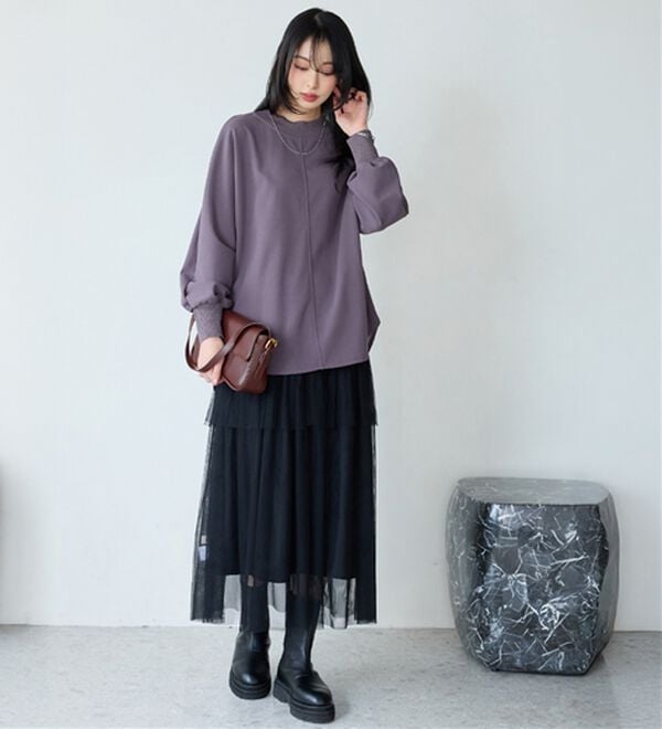 BELLUNA（ベルーナ）の「Ｔシャツ感覚なのにきちんとブラウス見え！カットジョーゼットプルオーバー（ブラウス）」｜詳細画像