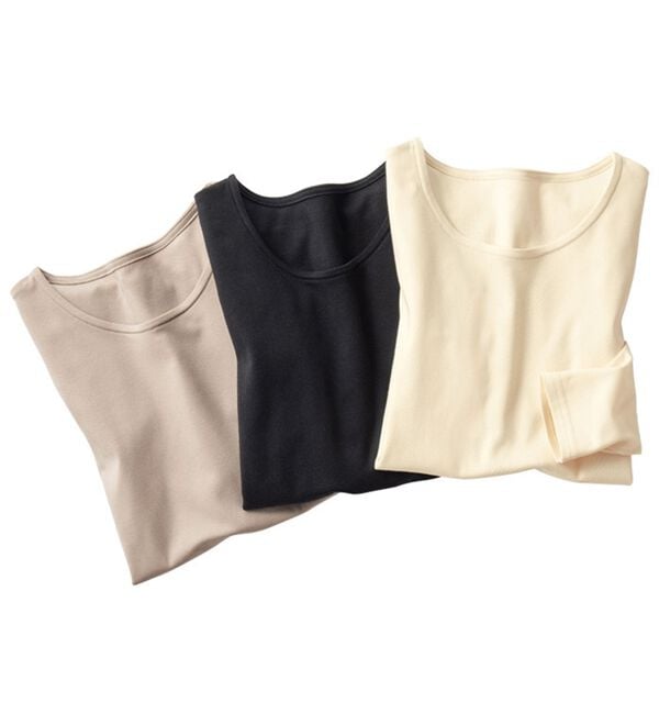 VINNO（ヴィノ）の「＜日本製＞肌に優しい綿１００％保温インナー（カットソー）」｜詳細画像