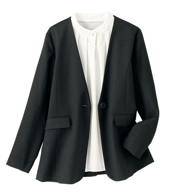 BELLUNA（ベルーナ）の「＜楽スタフィット＞ノーカラージャケット（ノーカラージャケット）」｜詳細画像