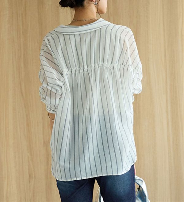 BELLUNA（ベルーナ）の「【接触冷感】透け感バックシャーリングシャツ（シャツ）」｜詳細画像