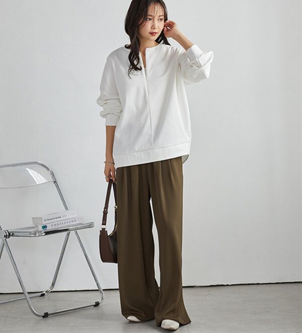 RANAN（ラナン）の「ハーフジップコクーン長袖チュニック（カットソー）」｜詳細画像